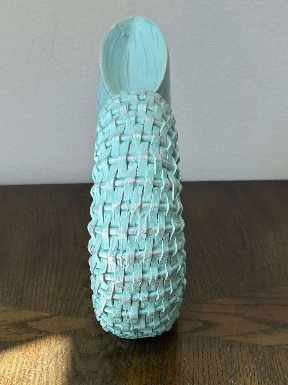 Snail Shaped Woven Decorative Accent in Teal and Silver Flecks